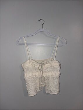 Zara • White Tie Front Tank
